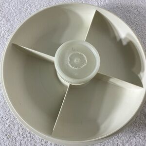 Vintage Tupperware Serving Center Set Divided Serving Tray W Dip Bowl & Lids
